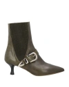 Fauzian Jeunesse Woman Ankle Boots Dark Green Size 8 Leather, Textile Fibers In Green
