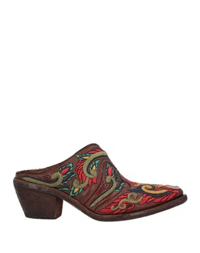 Fauzian Jeunesse Woman Mules & Clogs Chocolate Brown Size 8 Leather In Multi