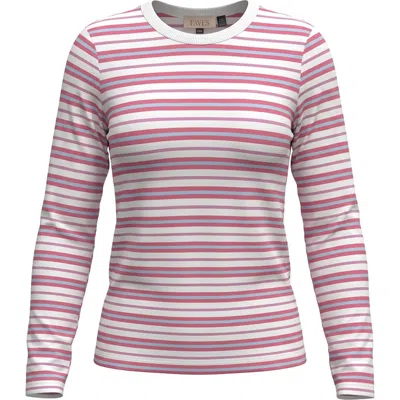 Faves Long Sleeve Ribbed V-neck Tee In Pink