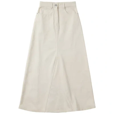 Faves Mineral Wash Godet Panel Front Zip Maxi Skirt In Neutral