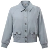 Faves Smocked Button-front Raglan Bomber Jacket In Blue