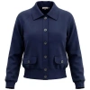 Faves Smocked Button-front Raglan Bomber Jacket In Blue
