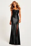 Faviana 11006 Long Formal Fitted Slit Corset Prom Dress In Black
