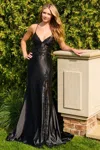 Faviana 11010 Long Beaded Formal Prom Dress In Black