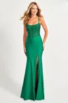 Faviana 11011 Fitted Prom Long Corset Formal Dress In Green