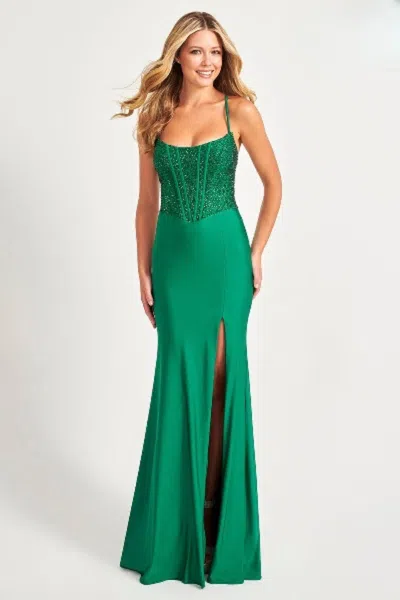 Faviana 11011 Fitted Prom Long Corset Formal Dress In Green