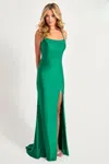 Faviana 11045 Formal Long Ruched Slit Evening Prom Dress In Green