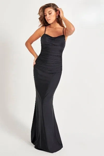 Faviana 11072 Long Ruched Prom Formal Dress In Black