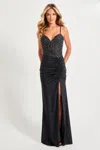 Faviana 11073 Formal Fitted Slit Evening Prom Dress In Black