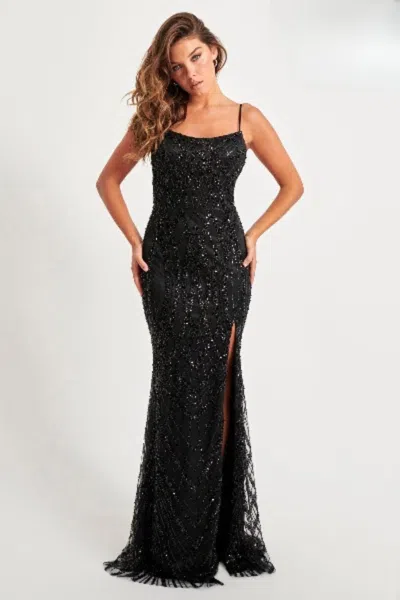 Faviana 11075 Formal Long Beaded Prom Dress In Black