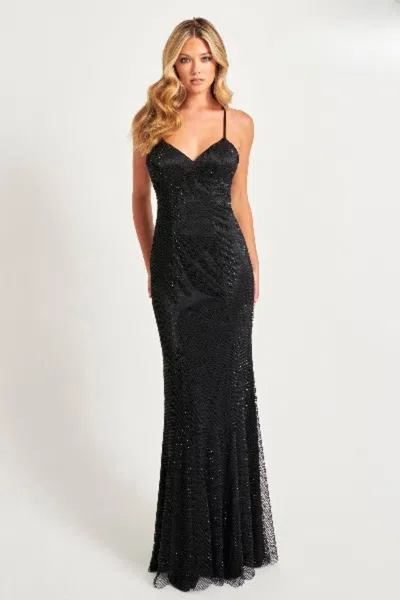 Faviana 11080 Fitted Prom Long Formal Evening Dress In Black