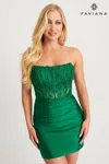 Faviana 11117 Homecoming Short Fitted Corset Cocktail Dress In Green