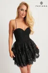 Faviana 11121 Homecoming Short Beaded Tiered Cocktail Dress In Black