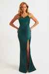 Faviana 11200 Long Prom Slit Formal Sequin Dress In Green