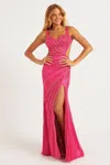 Faviana 11243 Prom Beaded Long Formal Dress In Pink