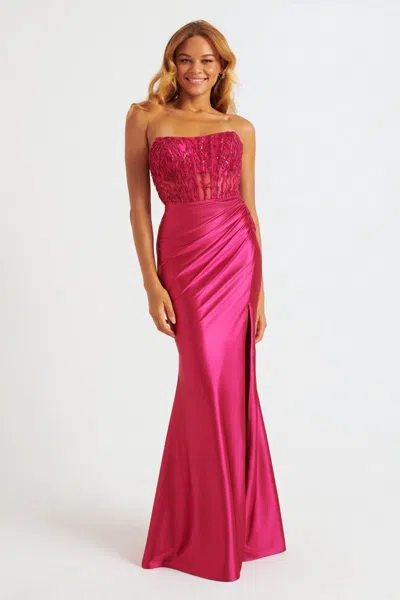 Faviana 11246 Long Beaded Corset Fitted Formal Prom Dress In Pink