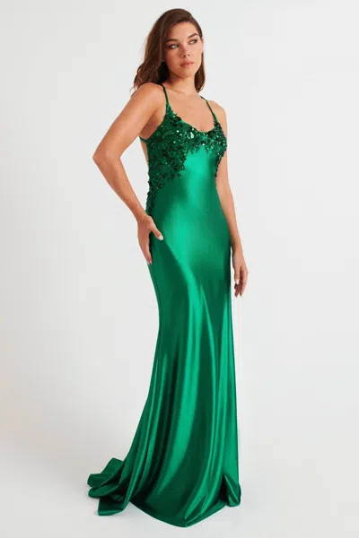 Faviana 11247 Long Formal Beaded Prom Evening Dress In Green
