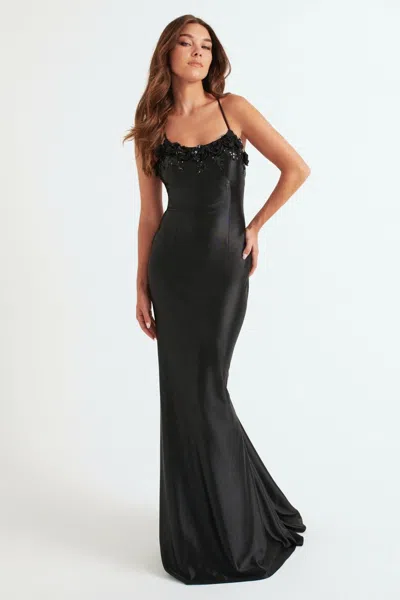 Faviana 11249 Formal Long Fitted Applique Prom Dress In Black