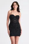 Faviana 11301 Fitted Homecoming Short Beaded Corset Cocktail Dress In Black