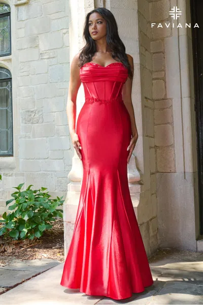 Faviana 11434 Long Formal Evening Corset Prom Mermaid Dress In Pink