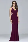 Faviana 7541 Fitted Long Formal Evening Prom Gown In Burgundy