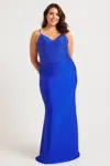 Faviana 9555 Long Formal Fitted Prom Plus Size Dress In Blue