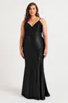 Faviana 9562 Long Prom Formal Beaded Plus Size Dress In Black