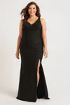 Faviana 9584 Long Formal Fitted Plus Size Dress In Black