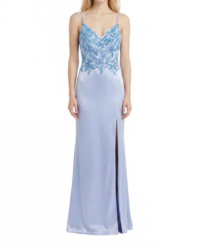 Faviana Classy V Neck Prom Dress In Sheer Periwinkle In Blue