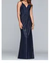 Faviana Evening Gown In Platinum In Silver