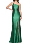 Faviana One Shoulder Gown In Dark Emerald In Green