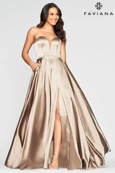 Faviana S10428 Long Formal Strapless Prom Dress