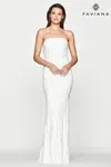 Faviana S10507 Long Simple Fitted  Lace Wedding Dress In White