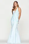 Faviana S10635 Long Beaded Formal Mermaid Prom Dress In Blue