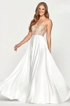 Faviana S10649 Prom Long Formal Beaded A Line Corset Dress In White