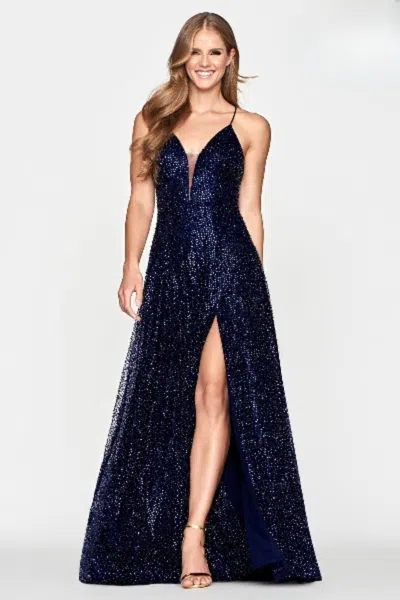 FAVIANA S10669 A LINE LONG FORMAL SLIT PROM DRESS