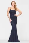 Faviana S10721 Formal Long Fitted Lace Prom Dress In Blue