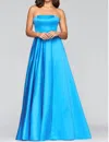 FAVIANA SATIN STRAPLESS BALL GOWN IN SEA BLUE
