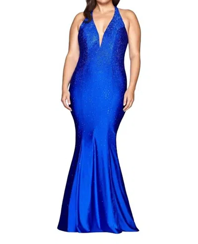 Faviana Sequin Halter Gown In Light Plum In Blue