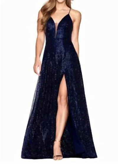 Faviana Sequinned A-line Dress In Navy In Blue