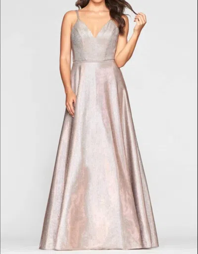 Faviana Shimmery Evening Gown In Copper In Pink