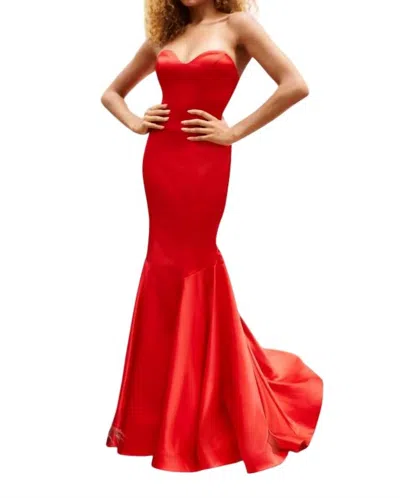 Faviana Sweetheart Mermaid Maxi Dress In Red