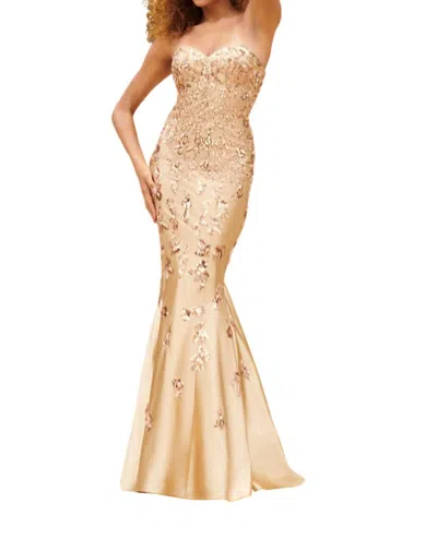 Faviana Strapless Sweetheart Gown In Gold In Neutral