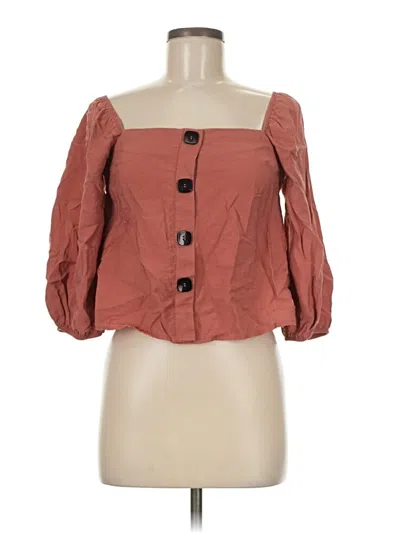 Pre-owned Favlux Fashion 3/4 Sleeve Button Down Shirt In Brown