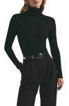 Favorite Daughter Amelia Rib Merino Wool Turtleneck Top In Black