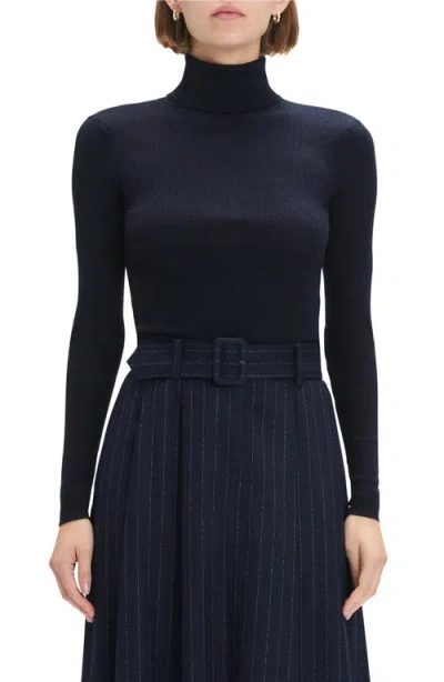 Favorite Daughter Amelia Rib Merino Wool Turtleneck Top In Black
