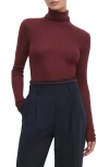 Favorite Daughter Amelia Rib Merino Wool Turtleneck Top In Burgundy