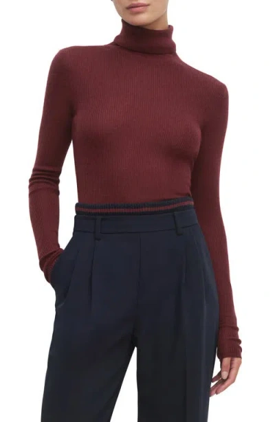 Favorite Daughter Amelia Rib Merino Wool Turtleneck Top In Burgundy