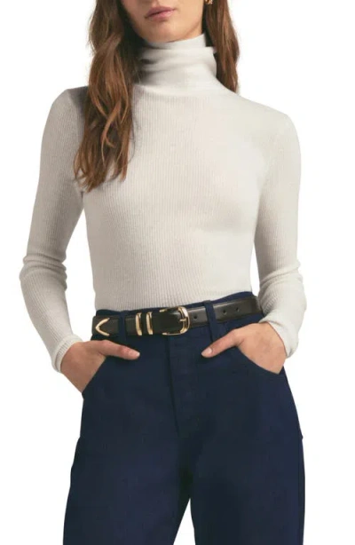 Favorite Daughter Amelia Rib Merino Wool Turtleneck Top In Ivory