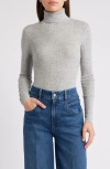 Favorite Daughter Amelia Rib Merino Wool Turtleneck Top In Melange Grey